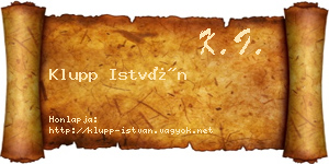 Klupp István névjegykártya